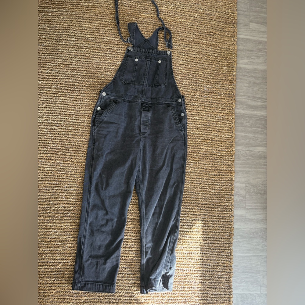 Free People Black Denim Overalls